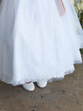 Girls White Lace Communion Dress – Ankle Length Special Occasion