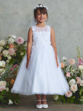 Girls White Lace Communion Dress – Ankle Length Special Occasion