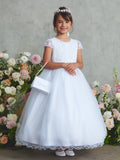 Lily Petal Lace Communion Dress – White