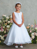 Satin Bodice with Lace Applique and Split Organza Skirt with Satin Bias Edge