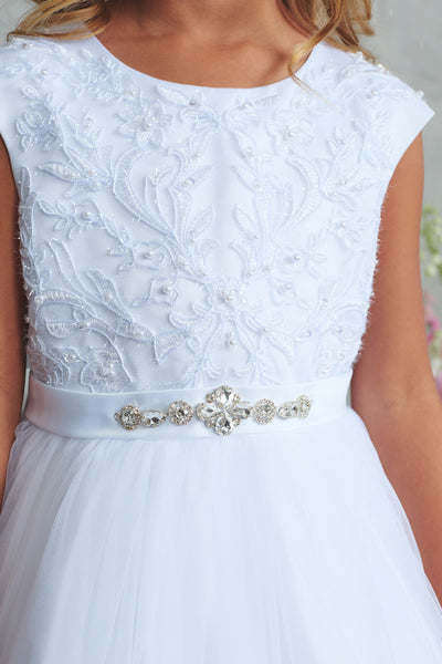 Rosalie Bloom Lace Communion Dress – White