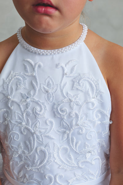 Celestine Halter Sash Communion Dress | Diamond Collection