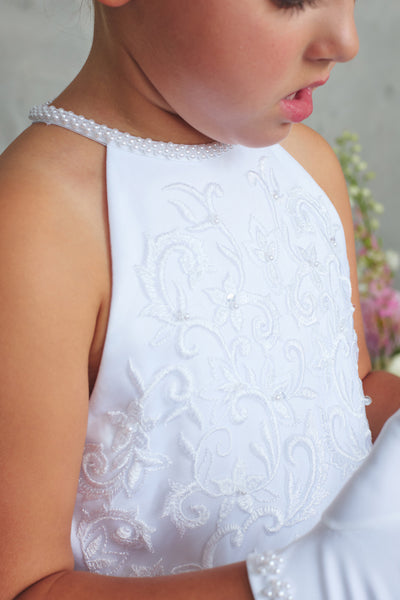Celestine Halter Sash Communion Dress | Diamond Collection