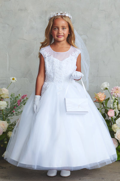 Florencia Illusion Lace Communion Dress | Diamond Collection