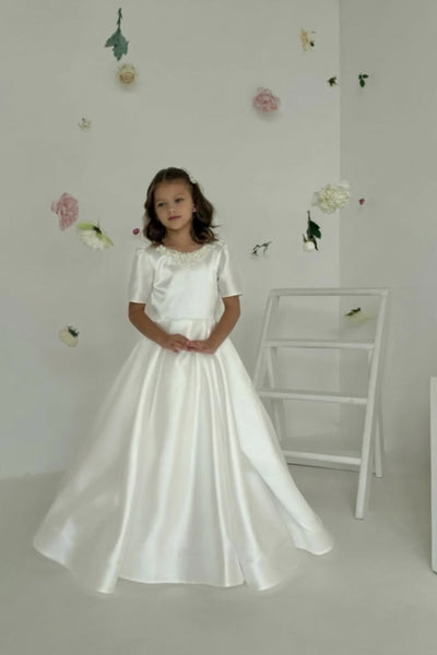 Diamond White Girls Couture Gown Pageant Dress