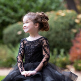 Couture 3D Lace Satin Tulle Flower Girl Pageant Gown Toddler Party Dress