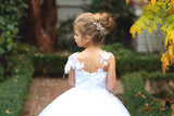 One Shoulder 3D Lace Communion Pageant Flower Girl Baptism Gown