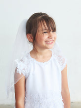 Girls Communion Floral Lace Veil White