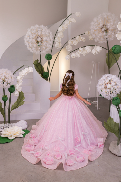Baby Pink Glitter Ball Gown | Fashion Couture Girls Dress
