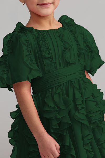 Mac Duggal Girls Ruffle Chiffon Occasion Dress