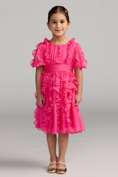 Mac Duggal Girls Ruffle Chiffon Occasion Dress