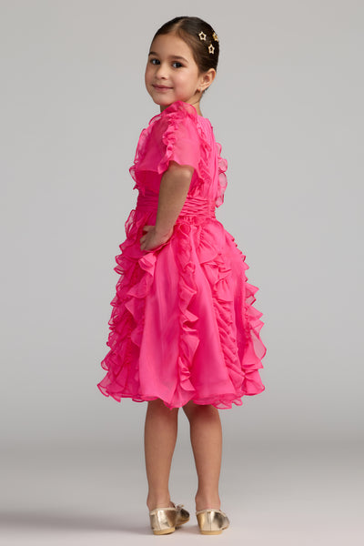 Mac Duggal Girls Ruffle Chiffon Occasion Dress