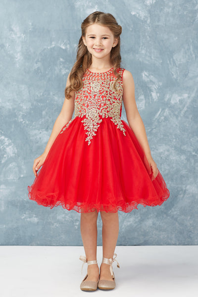 Teen Pageant Dress With Luxurious Gold Lace Overlay