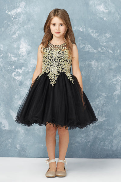 Teen Pageant Dress With Luxurious Gold Lace Overlay