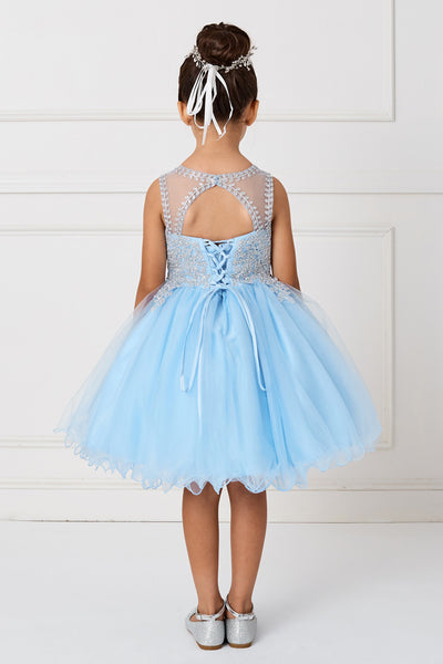 Teen Pageant Dress With Luxurious Gold Lace Overlay