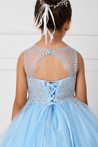 Teen Pageant Dress With Luxurious Gold Lace Overlay