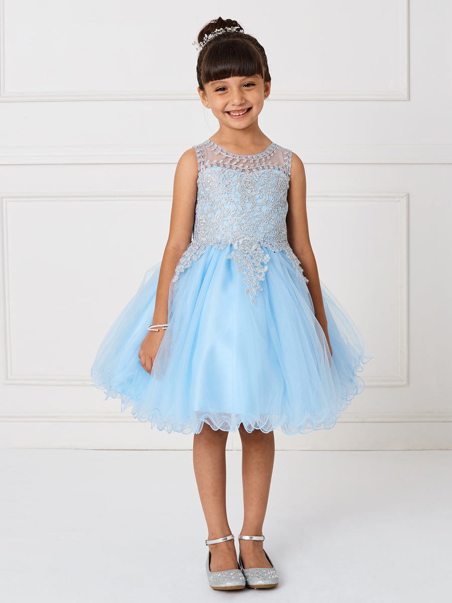 Teen Pageant Dress With Luxurious Gold Lace Overlay