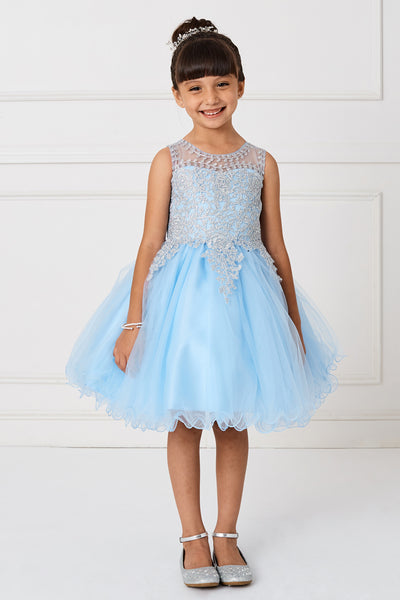 Teen Pageant Dress With Luxurious Gold Lace Overlay