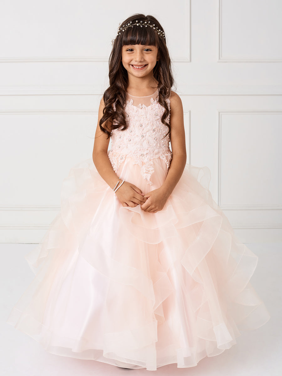 Beautiful Organza Horse Tail Ruffled Pageant Dress For Girls