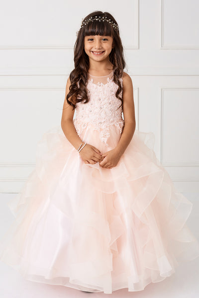Beautiful Organza Horse Tail Ruffled Pageant Dress For Girls