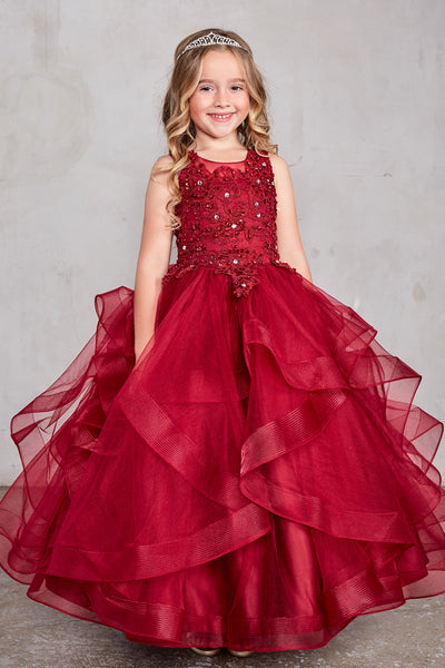 Beautiful Organza Horse Tail Ruffled Pageant Dress For Girls