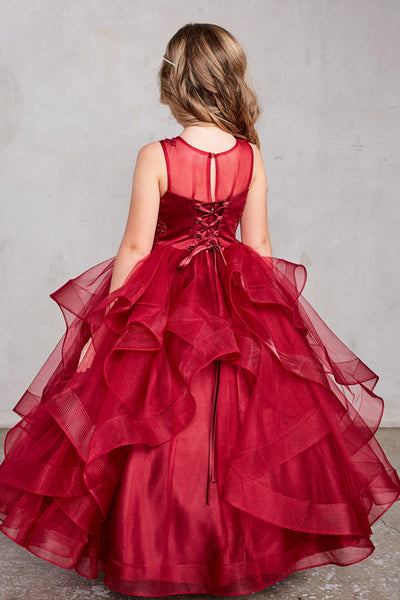 Beautiful Organza Horse Tail Ruffled Pageant Dress For Girls