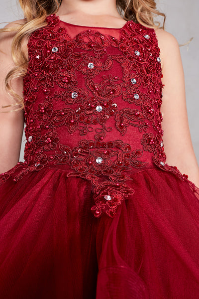 Beautiful Organza Horse Tail Ruffled Pageant Dress For Girls