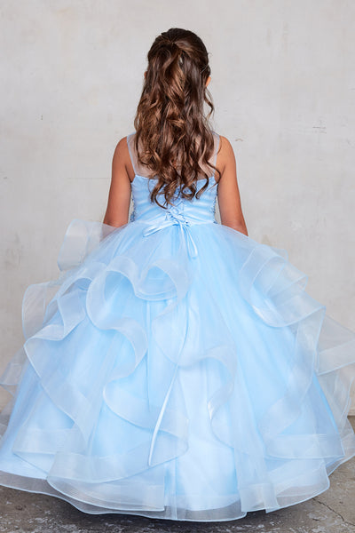 Beautiful Organza Horse Tail Ruffled Pageant Dress For Girls