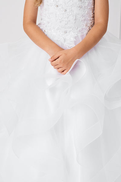 Beautiful Organza Horse Tail Ruffled Pageant Dress For Girls