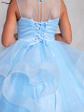 Beautiful Organza Horse Tail Ruffled Pageant Dress For Girls