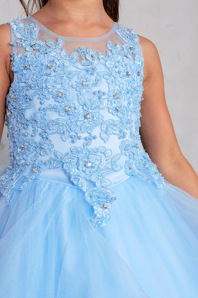 Beautiful Organza Horse Tail Ruffled Pageant Dress For Girls