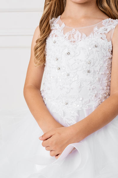 Beautiful Organza Horse Tail Ruffled Pageant Dress For Girls