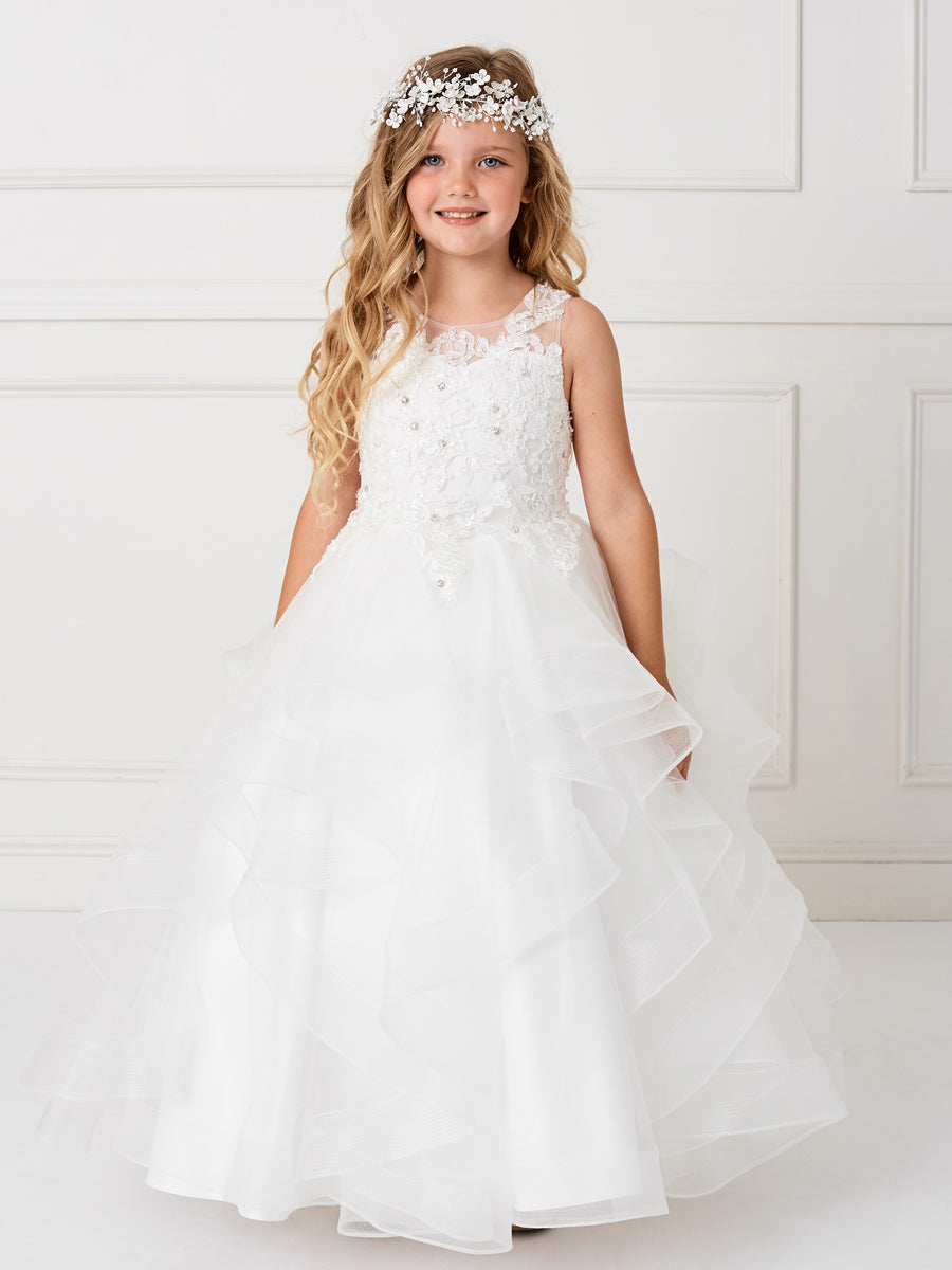 Beautiful Organza Horse Tail Ruffled Pageant Dress For Girls