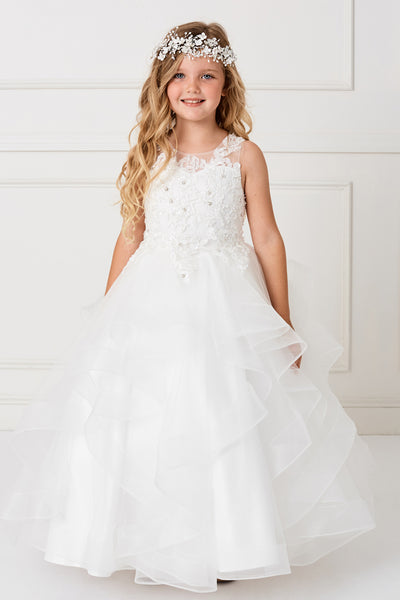 Beautiful Organza Horse Tail Ruffled Pageant Dress For Girls