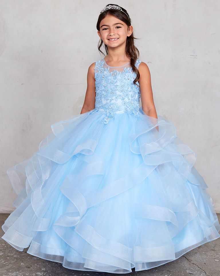 Beautiful Organza Horse Tail Ruffled Pageant Dress For Girls