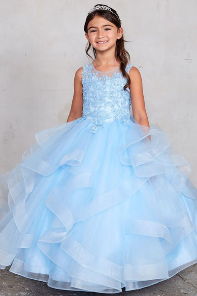 Beautiful Organza Horse Tail Ruffled Pageant Dress For Girls