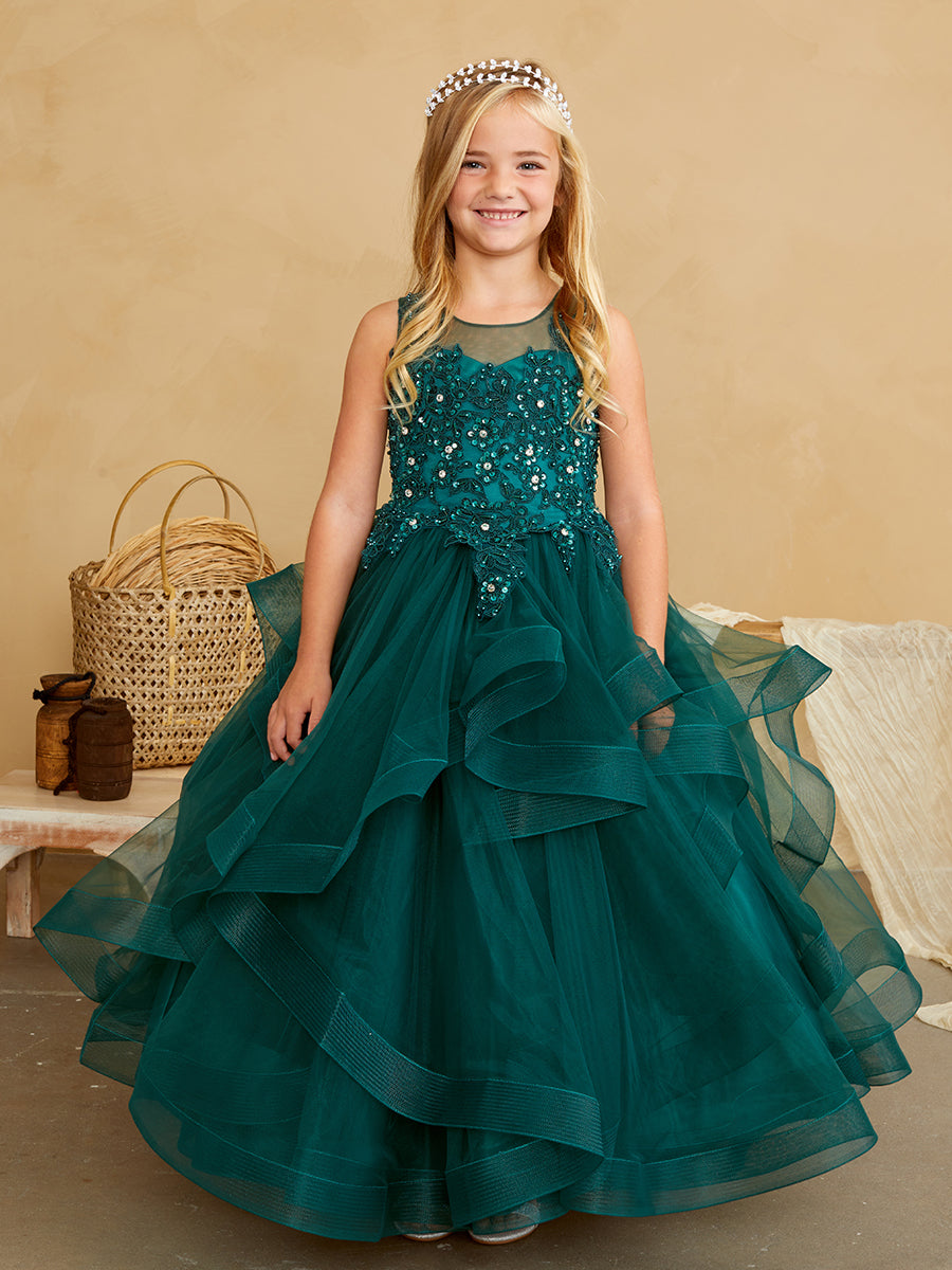 Beautiful Organza Horse Tail Ruffled Pageant Dress For Girls