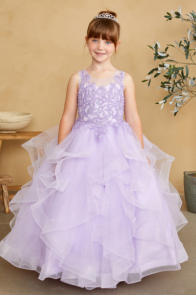 Beautiful Organza Horse Tail Ruffled Pageant Dress For Girls