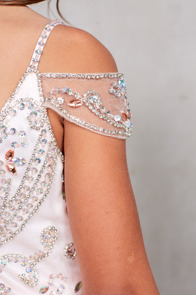 Girls Tulle Pageant Gown With Beautiful Embellished Beaded Bodice
