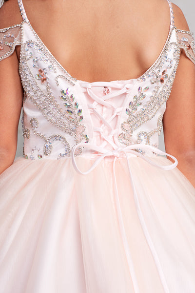 Girls Tulle Pageant Gown With Beautiful Embellished Beaded Bodice