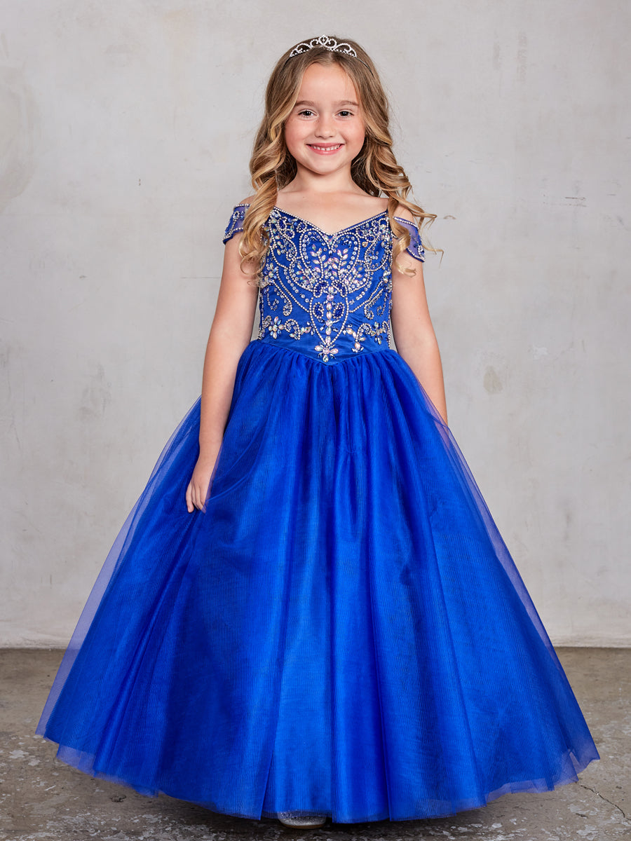 Girls Tulle Pageant Gown With Beautiful  Embellished Beaded Bodice