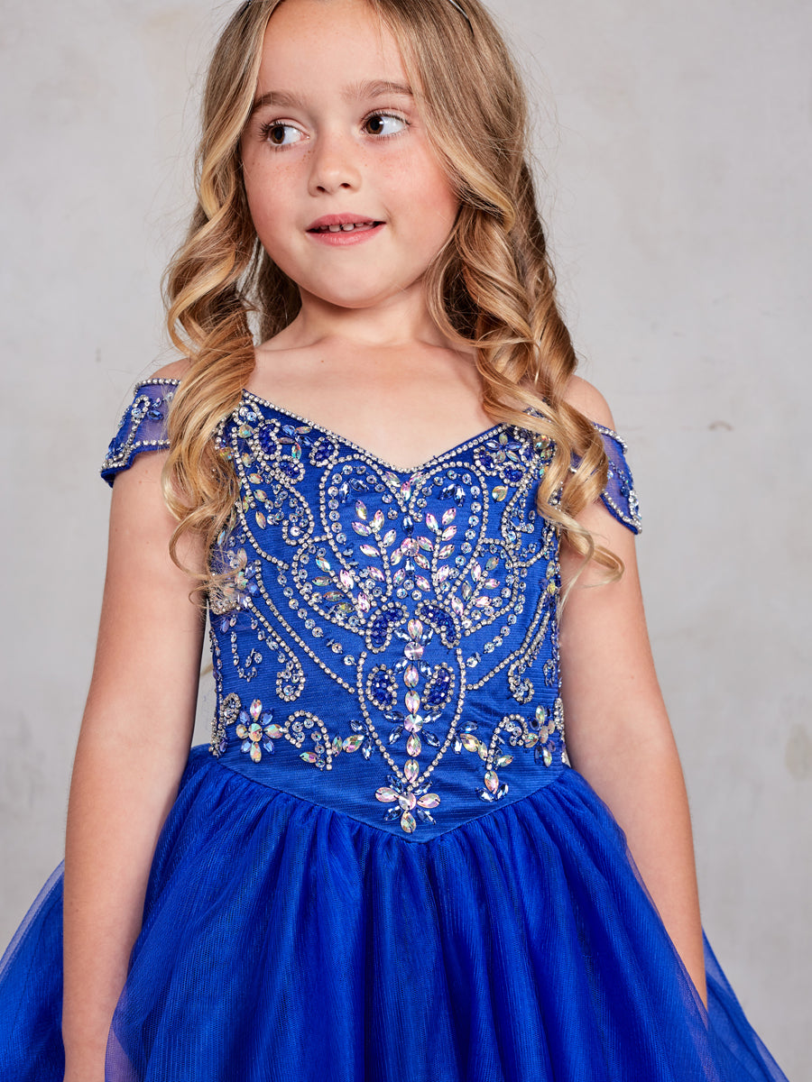 Girls Tulle Pageant Gown With Beautiful  Embellished Beaded Bodice