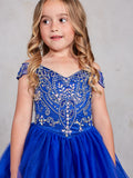 Girls Tulle Pageant Gown With Beautiful  Embellished Beaded Bodice