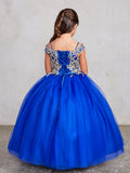 Girls Gorgeous Off The Shoulder Pageant Dress With Lace Applique