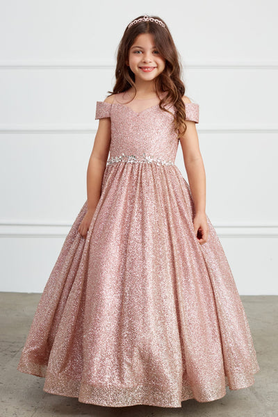 Glitter Tulle Girls Pageant Ball Gown | Special Occasion Dress