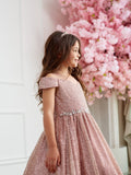 Glitter Tulle Girls Pageant Ball Gown | Special Occasion Dress