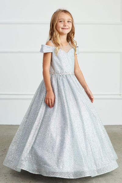 Glitter Tulle Girls Pageant Ball Gown | Special Occasion Dress