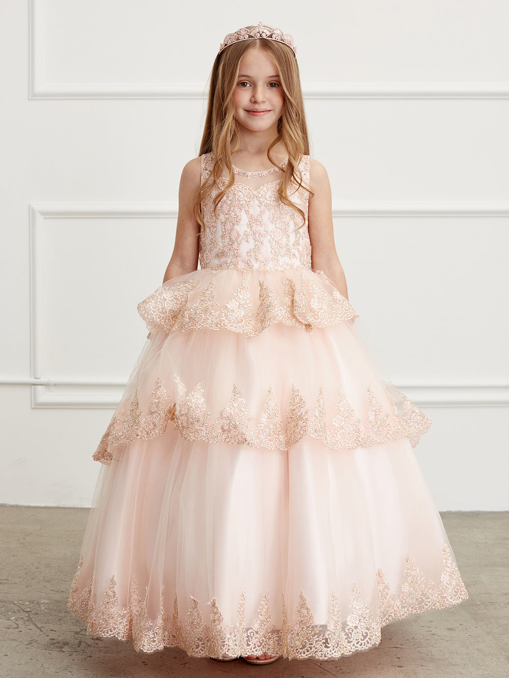 Girls Pageant Flower Girl Special Occasion Ruffle Dress With Lace