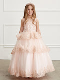 Girls Pageant Flower Girl Special Occasion Ruffle Dress With Lace