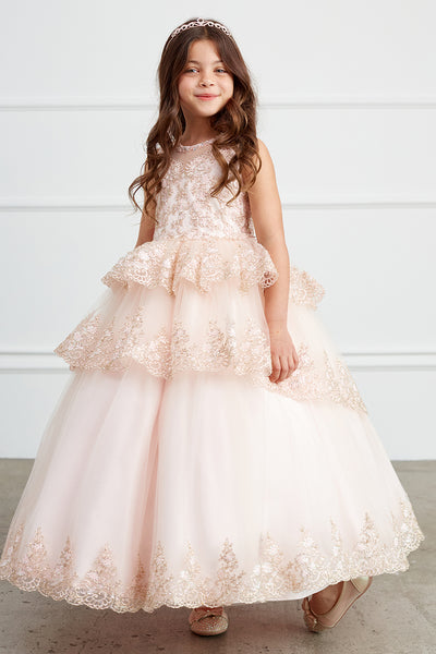 Girls Pageant Flower Girl Special Occasion Ruffle Dress With Lace